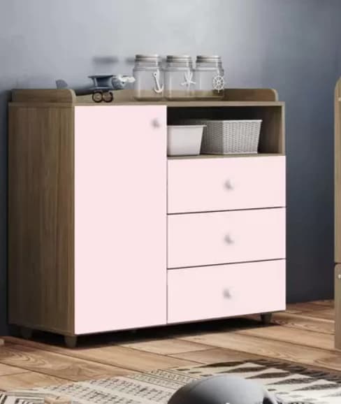 Cômoda Henn Cafune (rustico/rosa)