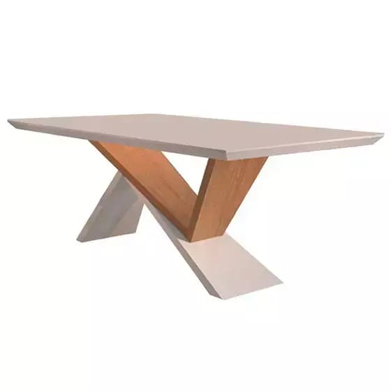 Mesa Rufato Petra 1,80m com vidro (imbuia/off white)