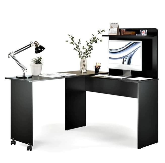 Mesa EJ para computador em L (preto)